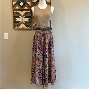 Vintage Ralph Lauren Long Paisley Printed Maxi Skirt size 12 / Small